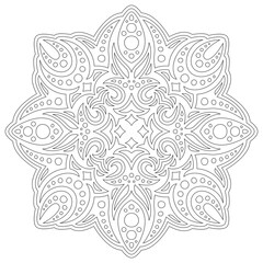 Line art for coloring book with geometric pattern