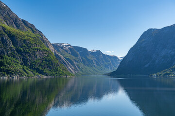 Naklejka na ściany i meble Beautiful landscape of the fjords in Norway