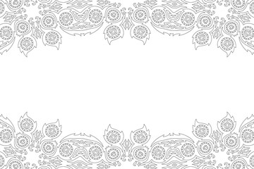 Line art for coloring book with fantasy border