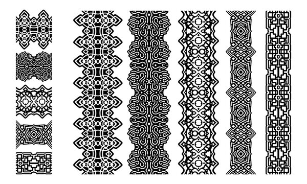 Art with black tribal seamless paint brushes set