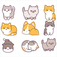 set of animals cute cat