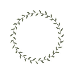 Frame from leaves. Circle graphic background for image. Leaves as frame isolated on white background. Vector illustration