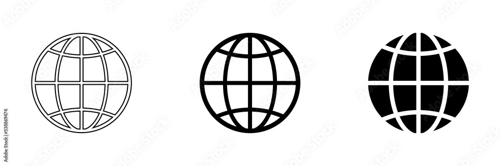 Poster earth globes icons in web design. earth globe in modern simple flat design. world maps web icons. si