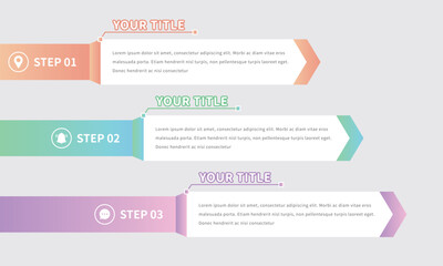 A concise business infographic with a timeline template that describes the steps
