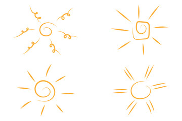 A set of hand drawn simple suns. Good for any project.	
