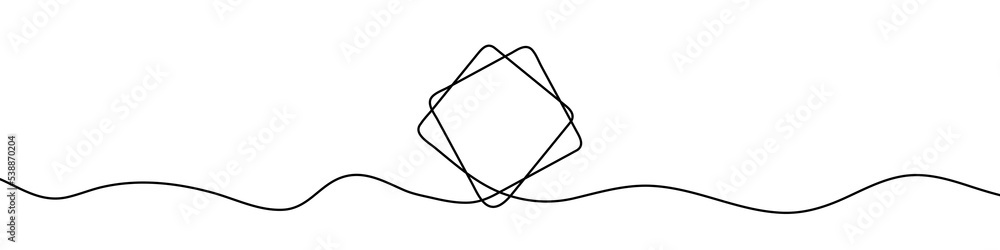 Poster continuous line drawing of square frame. one line icon of frame. one line drawing background. vector