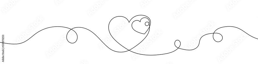 Wall mural continuous line drawing of heart. heart one line icon. one line drawing background. vector illustrat