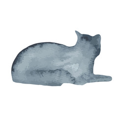 Blue silhouette of cat on a white background.Vector element
