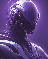 Artistic concept painting of a cyborg portrait, background  illustration.