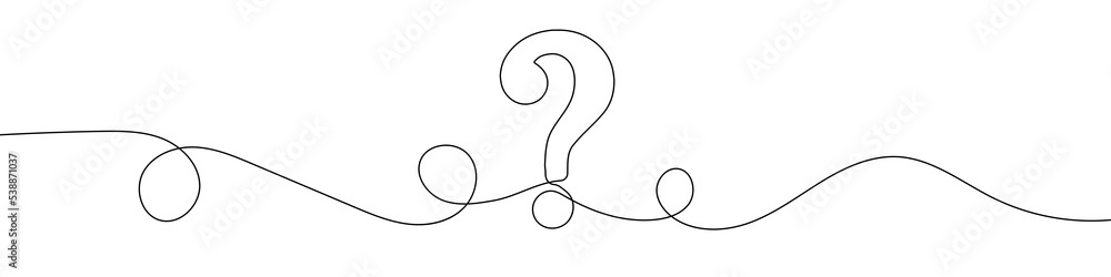 Poster question mark linear background. one continuous line drawing of question mark. vector illustration. 