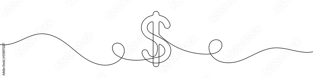 Aufkleber linear background of dollar sign. one continuous line drawing of a dollar sign. vector illustration.