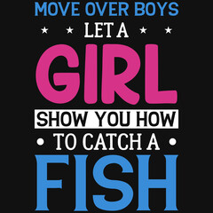Girl fishing typography tshirt design