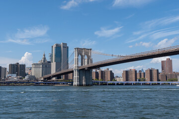 Fototapeta na wymiar Brooklyn Bridge view with skyline of Manhattan
