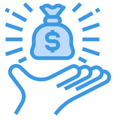 bank blue outline icon