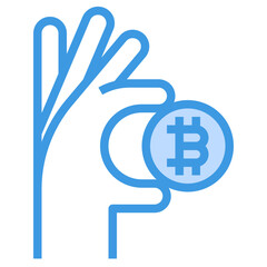 bitcoin blue outline icon