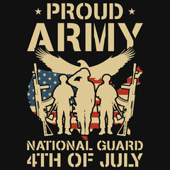 Proud army national guard 4th of July veterans tshirt design