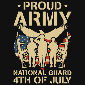 Proud army national guard 4th of July veterans tshirt design