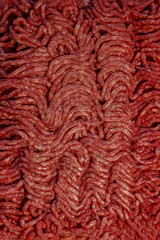 Cover page with raw minced meat with copy space, closeup, details. Concept healthy diet and nutritious food.