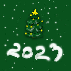 Fototapeta premium christmas card with a christmas tree