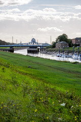 Cross Keys bridge, a swing bridge over the river Nene in Sutton Bridge, Lincolnshire, East Midlands, England