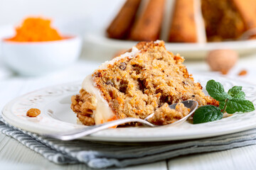 Piece of delicious carrot cake.