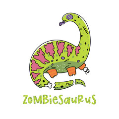 Zombie dinosaur. Green Dino. 
