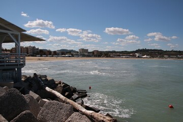 Italy, Marche: Foreshortening of the Sea of Fano.
