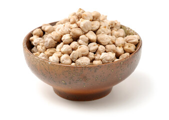 Chickpeas in a pile isolated on a white background