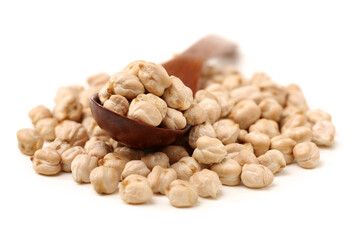 Chickpeas in a pile isolated on a white background