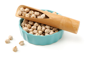 Chickpeas in a pile isolated on a white background