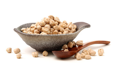 Chickpeas in a pile isolated on a white background