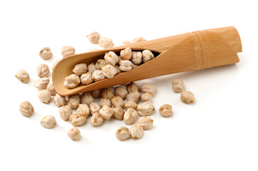 Chickpeas in a pile isolated on a white background