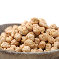 Chickpeas in a pile isolated on a white background