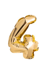 Gold foil balloons numeral 4. Happy new year holiday. Numbers and golden decoration holiday isolated on white background. Full Depth of field. 