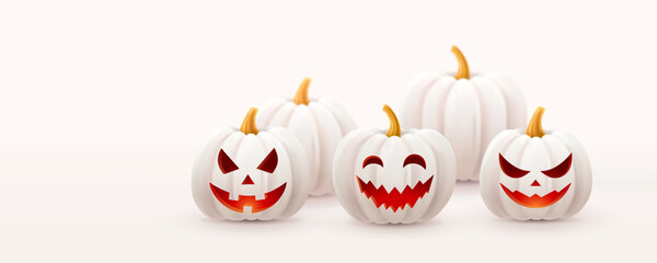 Halloween background, pumpkins set. Greeting card for party and sale. Autumn holidays. Vector illustration EPS10.