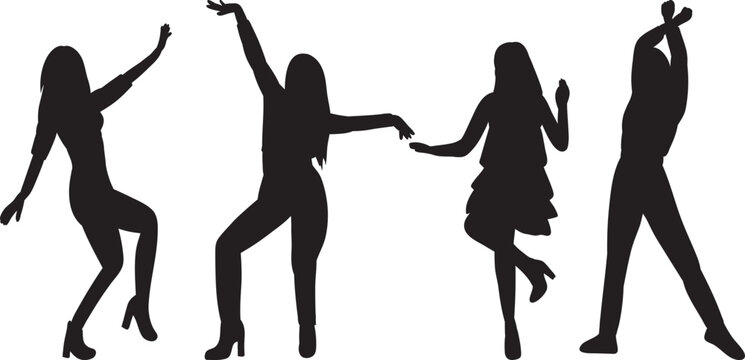 dancing women silhouette design isolated vector