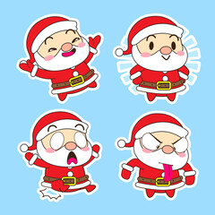 cute santa claus vector set, xmas illustration