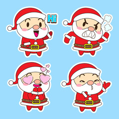 cute santa claus vector set, xmas illustration