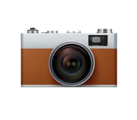 Retro camera, isolated on white background, realism, photo realistic