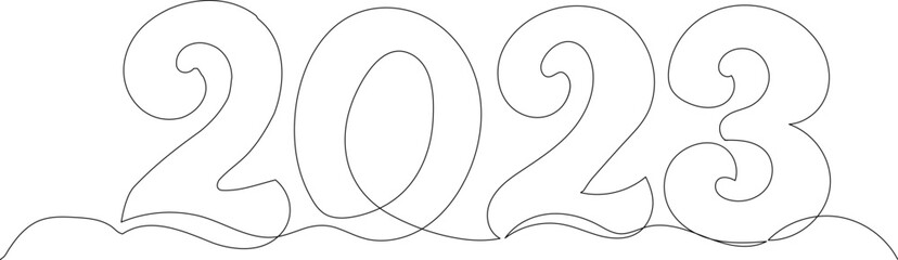 2023 one continuous line drawing, vector