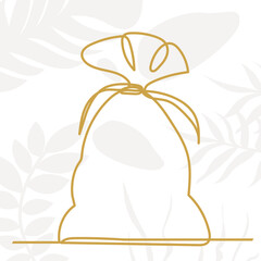 bag drawing by one continuous line, vector