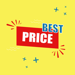 Fototapeta premium BEST PRICE. Bright yellow banner. Vector illustration.