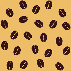Seamless pattern background with repeating illustration of coffee beans. Trendy and simple vector illustration for printed fabric, fashion, cover, design, wallpaper, layout, background.