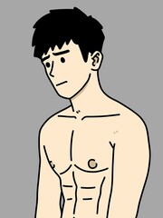 Fototapeta premium cute man cartoon on gray background