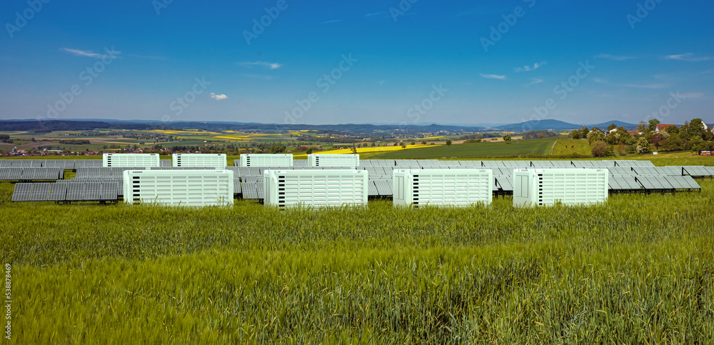 Wall mural solarfield with battery storage