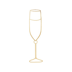 Gold Metallic Wine Glass Outlined