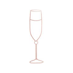 Rose Gold Metallic Wine Glass Outlined