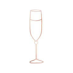 Copper Metallic Wine Glass Outlined