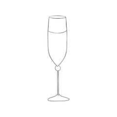 Silver Metallic Wine Glass Outlined