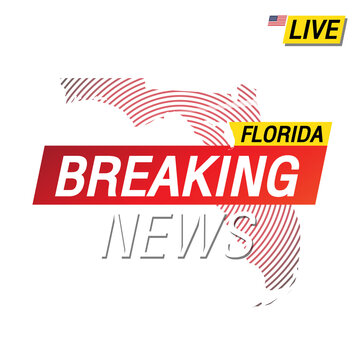 Breaking news. United states of America Florida and map on image illustration.